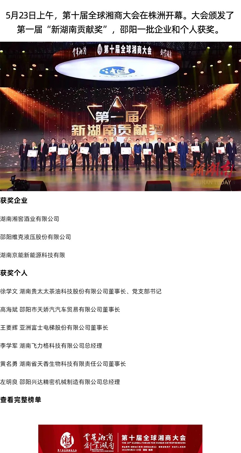 全省表彰！邵陽這些企業(yè)和個人獲獎